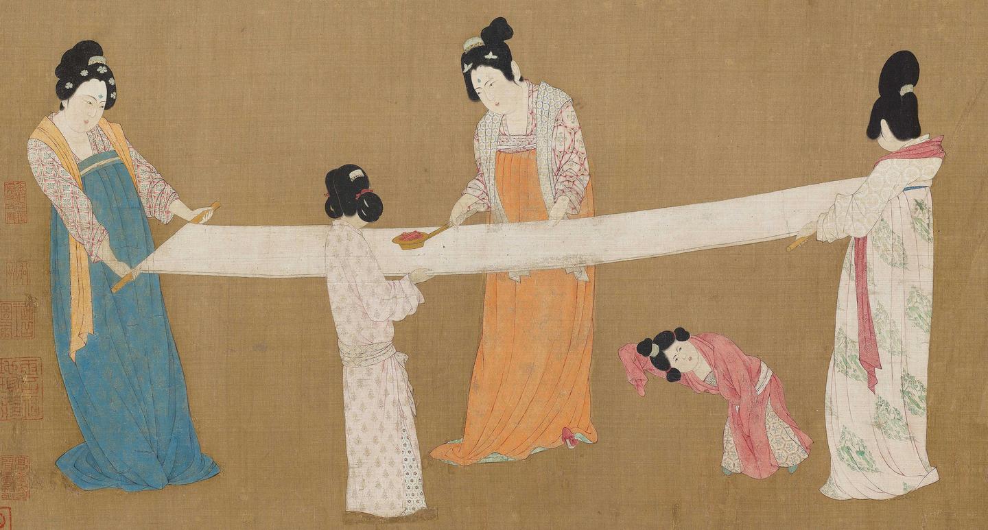 Court Ladies Preparing Newly Woven Silk